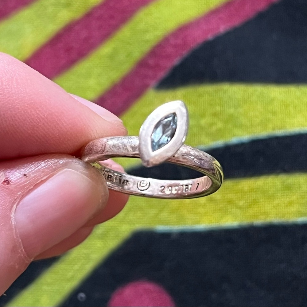 Signed Halia Modernist Sterling Silver 925 Aquamarine Size 7 Ring